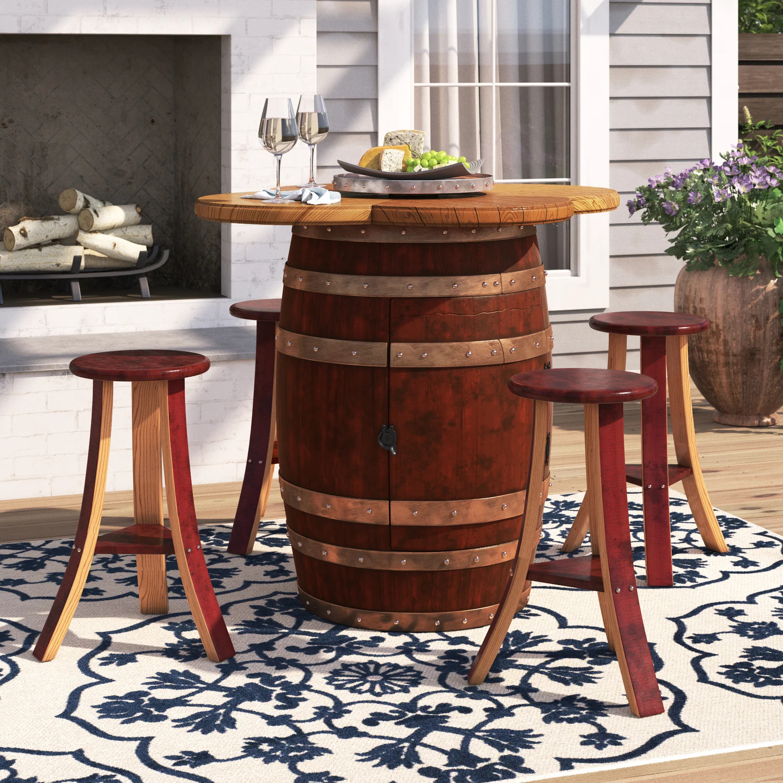 【Furniture】Uniontown 4 - Person Counter Height Solid Oak Dining Set
