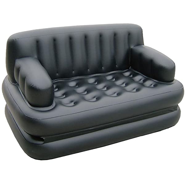 Pure Comfort 5 in 1 Queen Size Air Mattress Bed Waterproof & Durable Comfort Coil Beam Construction, Free Electric Pump Included, Black