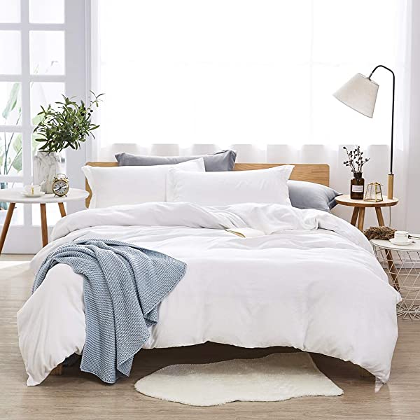 Dreaming Wapiti, 100% Washed Microfiber 3pcs Bedding Duvet Cover Set,Solid Color-Soft and Breathable with Zipper Closure & Corner Ties (Pink Mocha,Queen), 3 Peices Pink Mocha Queen